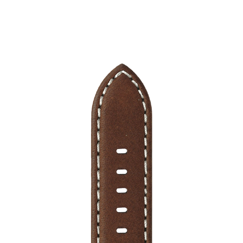 20mm Brown Aviator Watch Strap with White Stitching