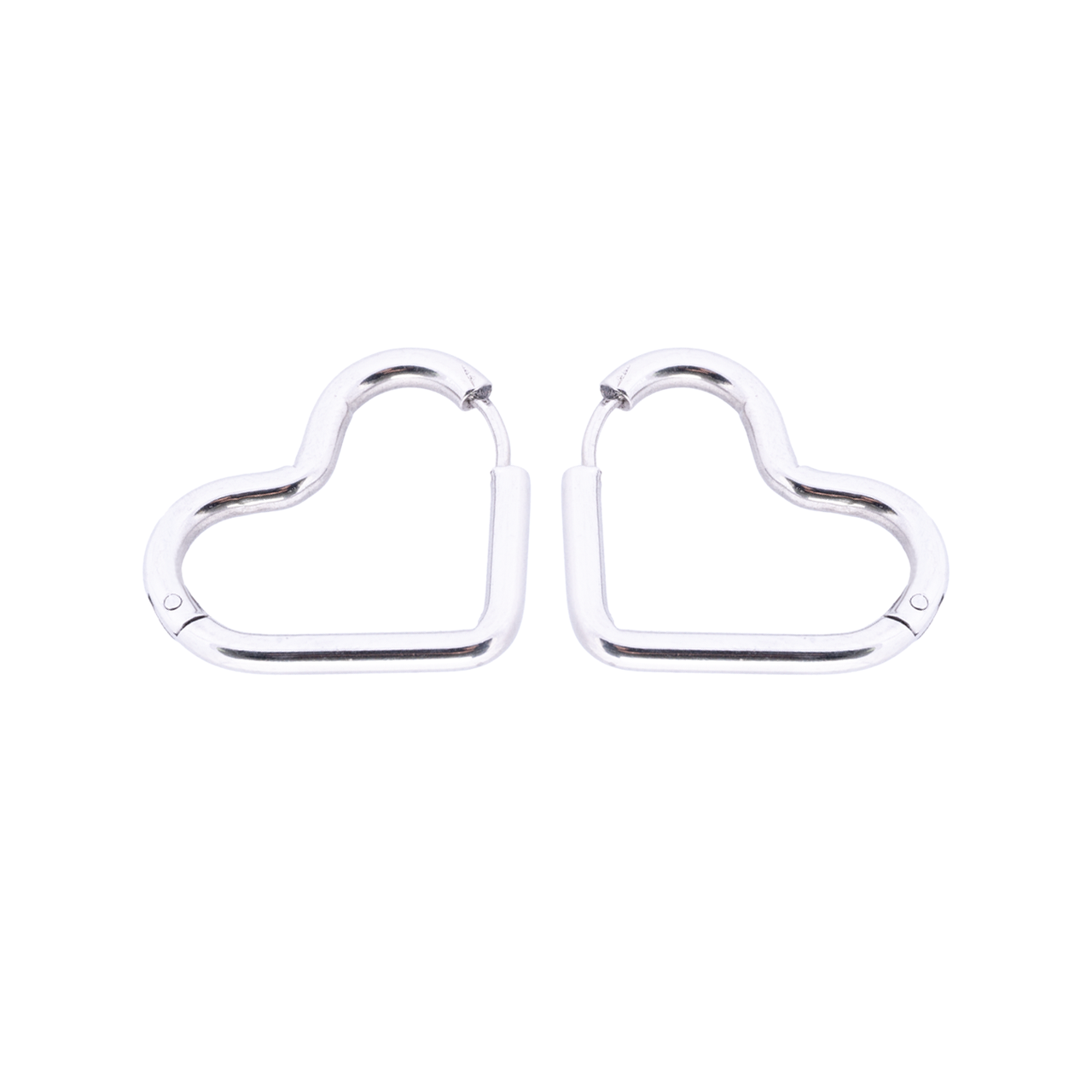 Surgical Steel Heart Click Clasp Hoop Earrings