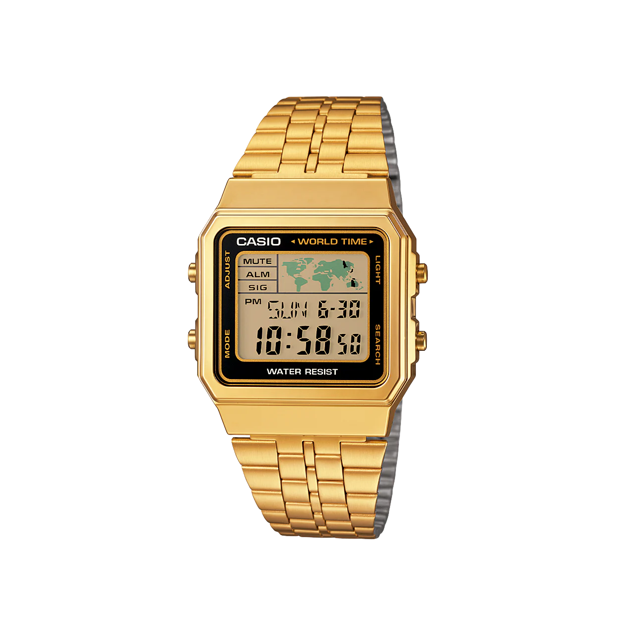 Casio Gold Plated Digital World Time Vintage Watch - A500WGA-1D