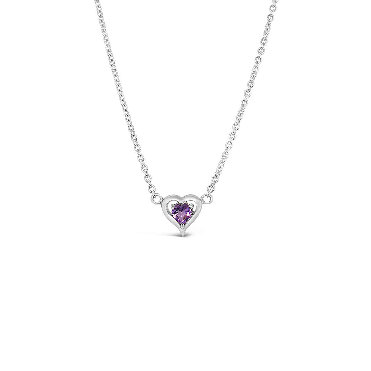 Sterling Silver Amethyst Heart Pendant