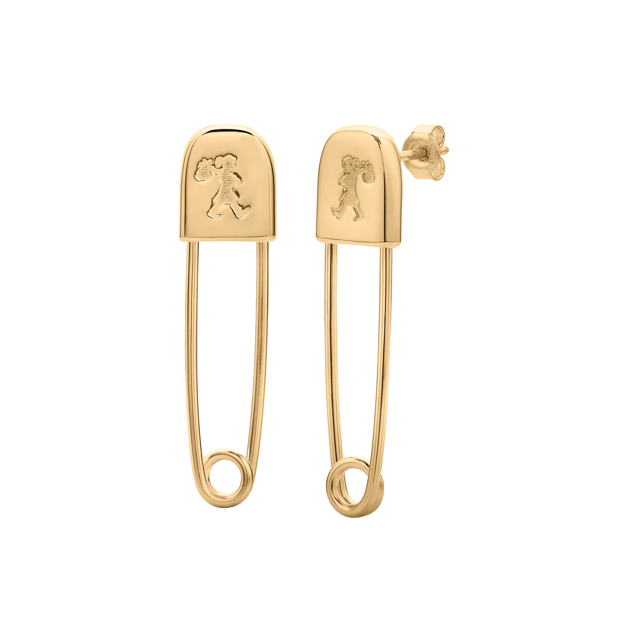 Gold Plated Runaway Safety Pin Studs