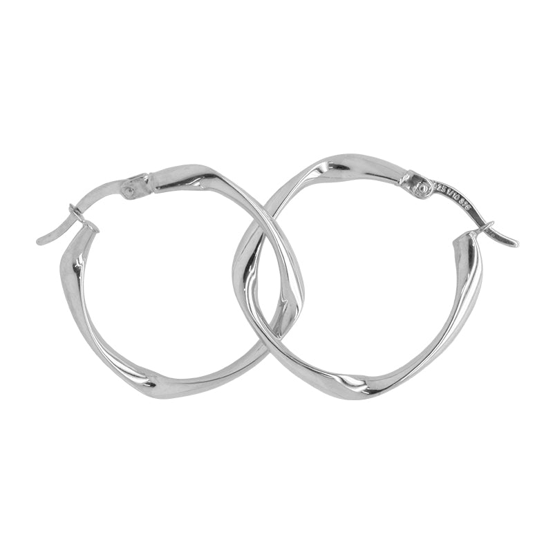 Squared Hoop Earrings - 9k White Gold Silver Filled