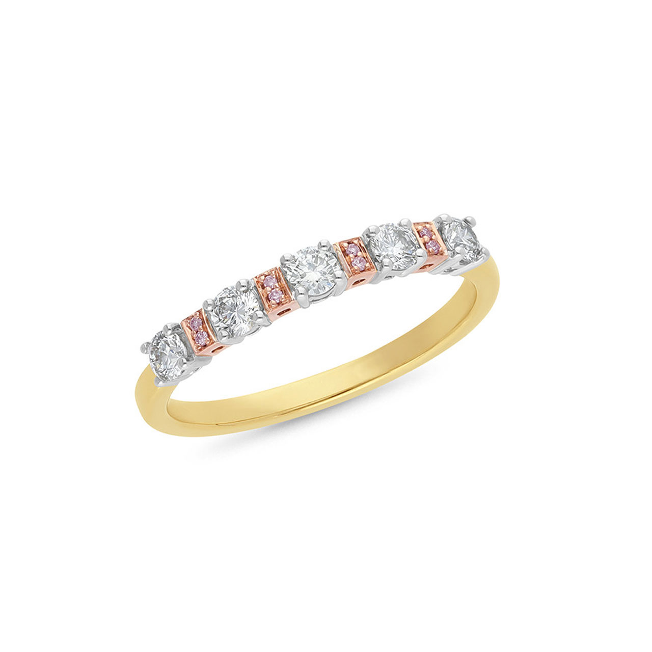 9k Yellow, White & Rose Gold Diamond Anniversary Ring