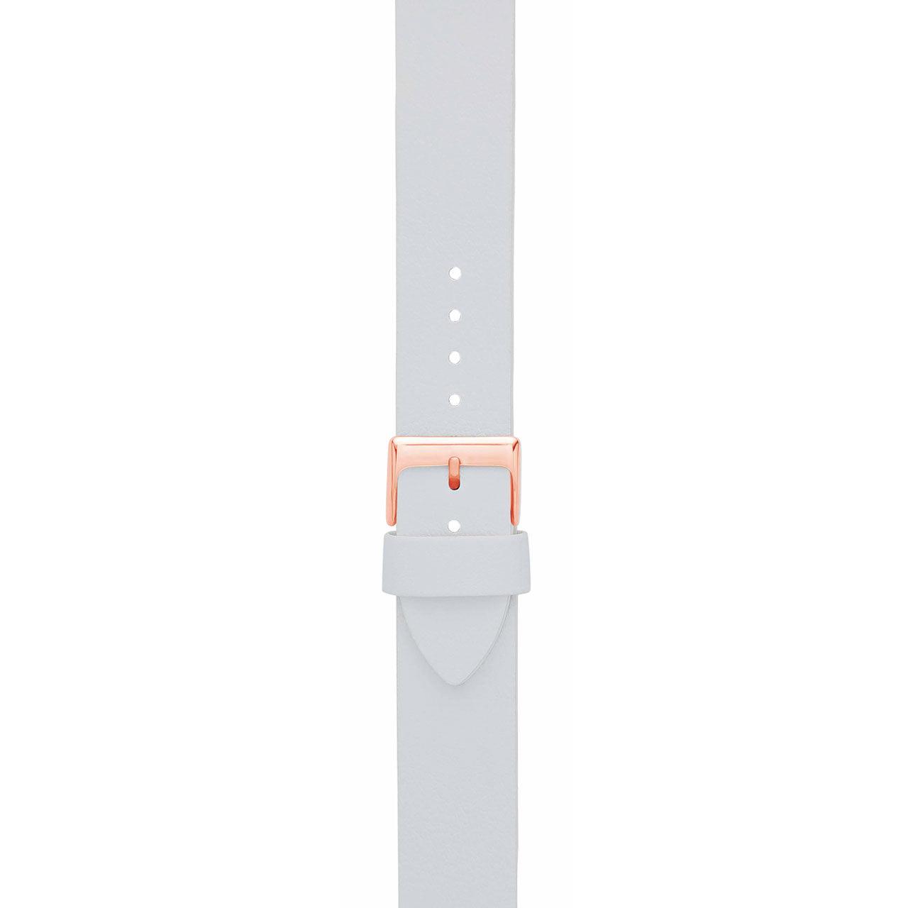 White 20mm Leather Watch Strap with Rose Gold Buckle Jamies