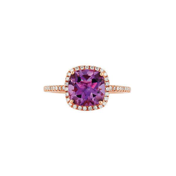 14k Rose Gold Amethyst Diamond Halo Ring – Jamies Jewellers