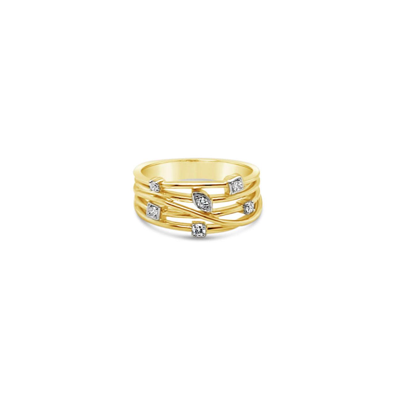 9k Yellow Gold 4 Band Diamond Dress Ring - Jamies Jewellers