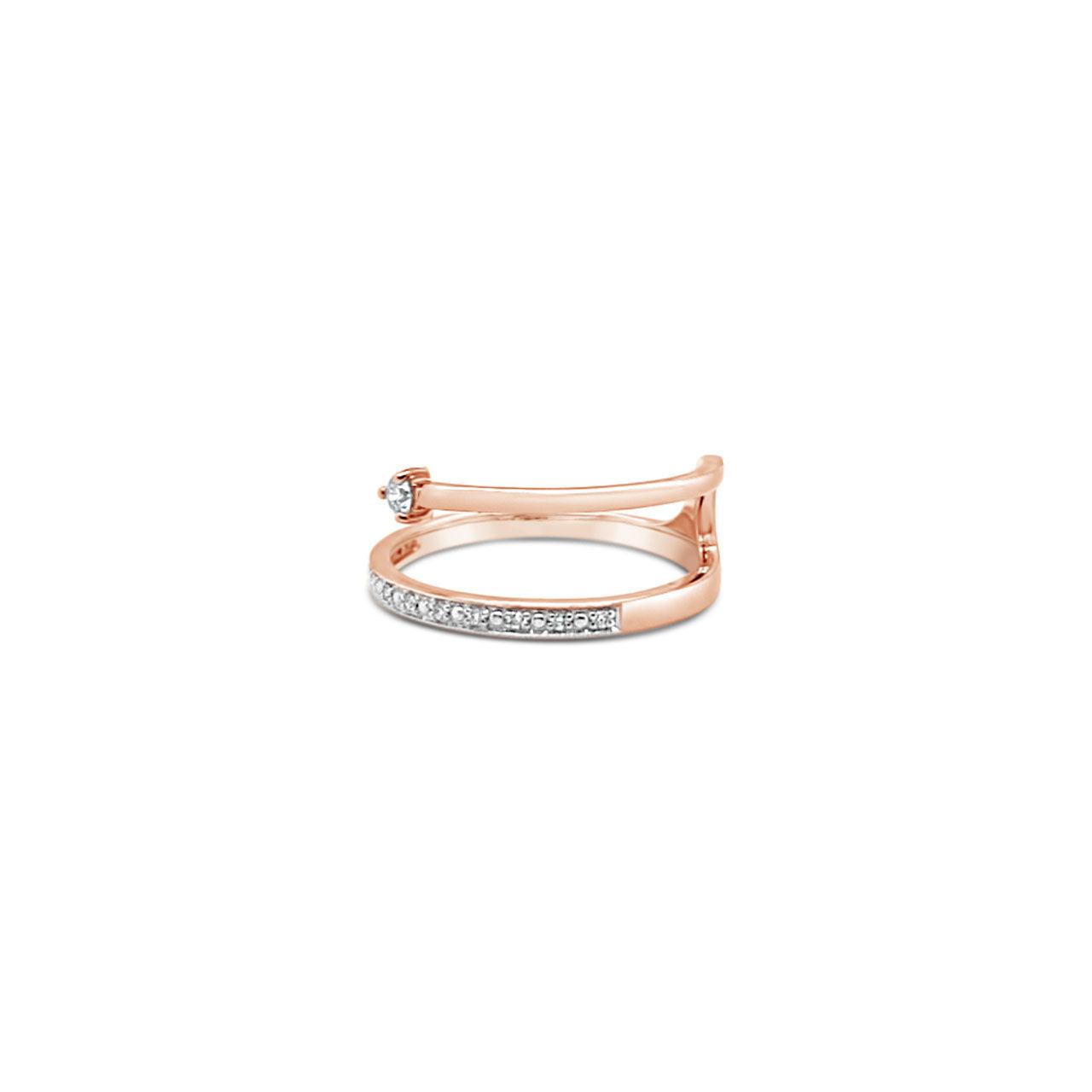 9k Rose Gold & Diamond Contemporary Asymmetric Ring - Jamies Jewellers