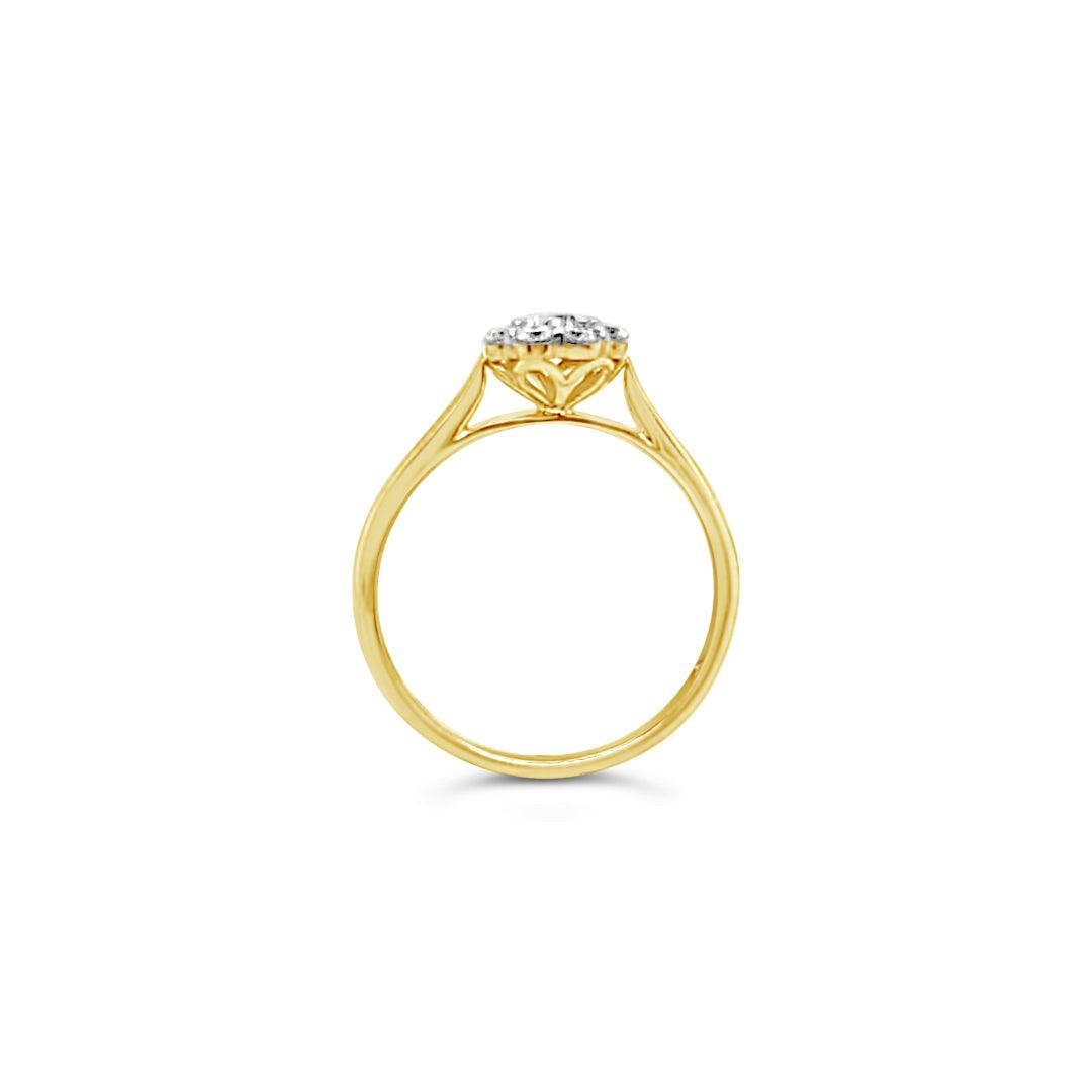 9k Yellow Gold 0.18ct Diamond Cluster Ring - Jamies Jewellers