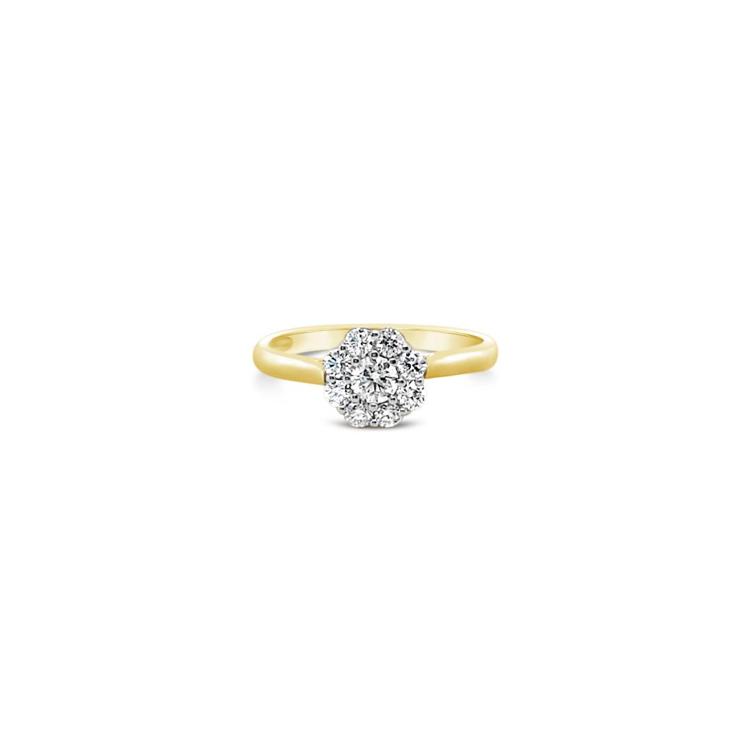 9k Yellow Gold 0.18ct Diamond Cluster Ring - Jamies Jewellers