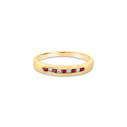 9k Yellow Gold 5 Ruby & 4 Diamond Eternity Ring