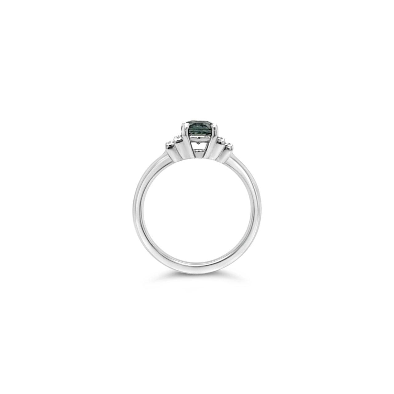 14k White Gold Teal Sapphire & Diamond Ring - Jamies Jewellers