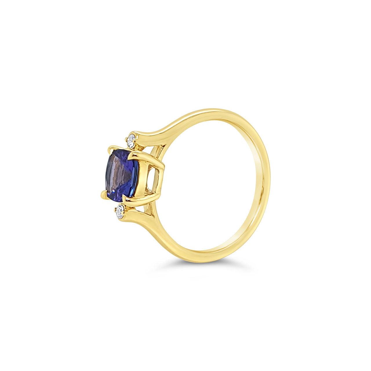 9k Yellow Gold Tanzanite & Diamond Dress Ring