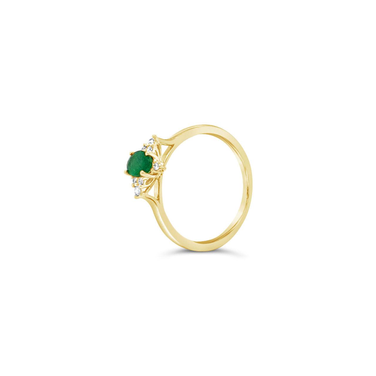 9k Yellow Gold Emerald & Diamond Dress Ring - Jamies Jewellers