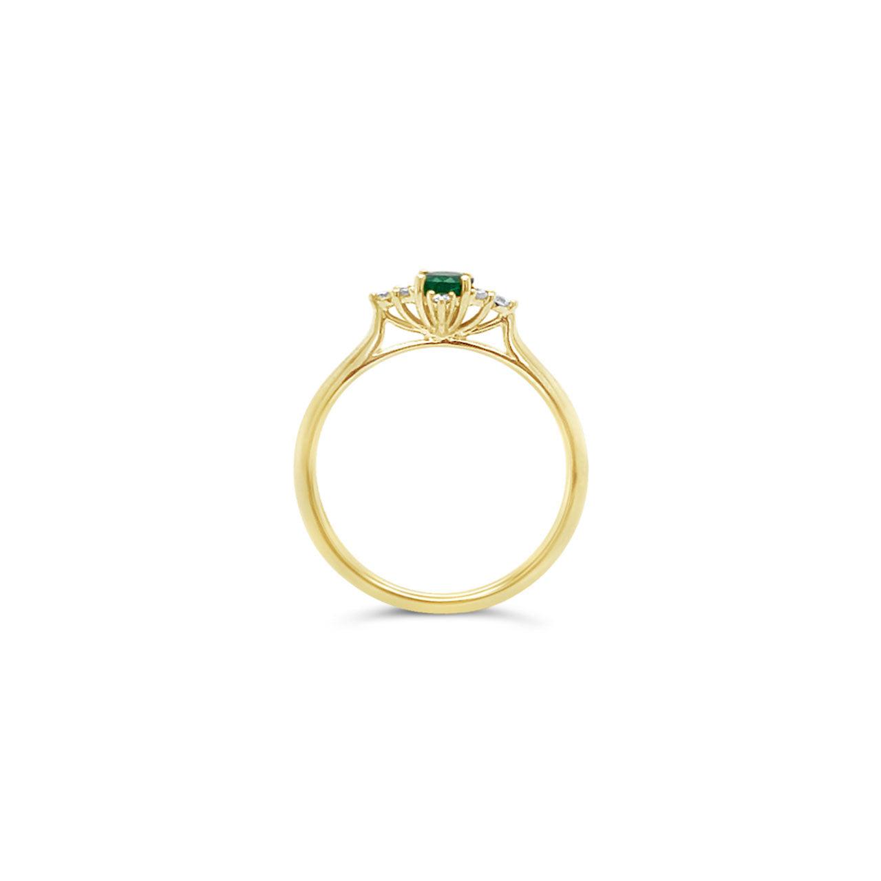 9k Yellow Gold Emerald & Diamond Dress Ring - Jamies Jewellers