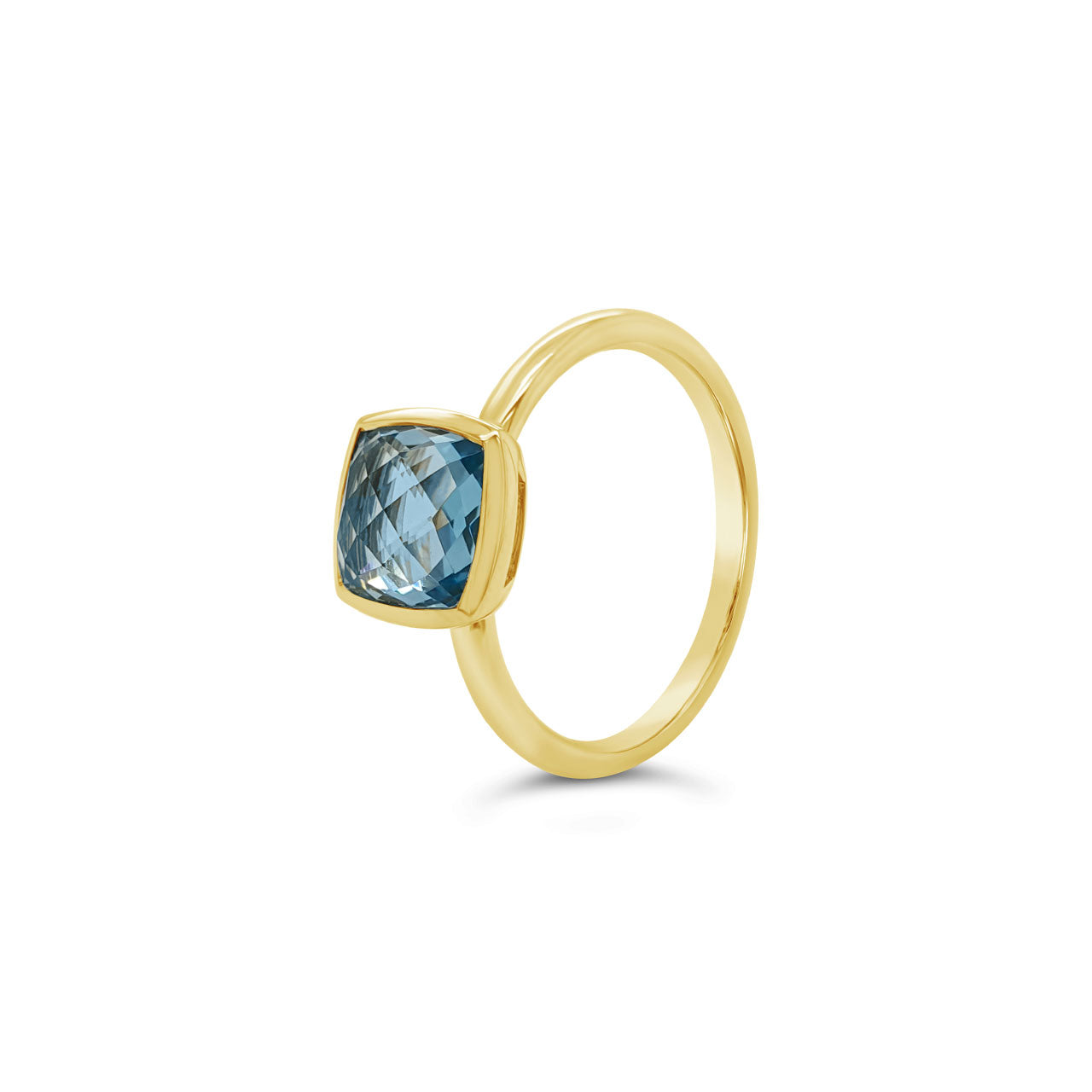 9k Yellow Gold Blue Topaz Dress Ring