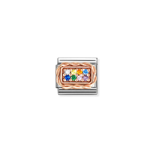 Composable Classic Link 430318/17 Pavé Set 9K Rose Gold & Rainbow CZ