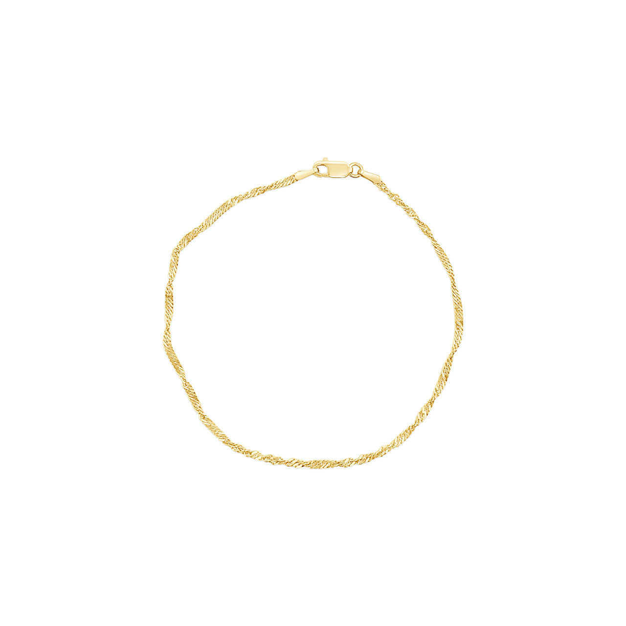 19cm 9k Yellow Gold 19cm Singapore Twist Bracelet