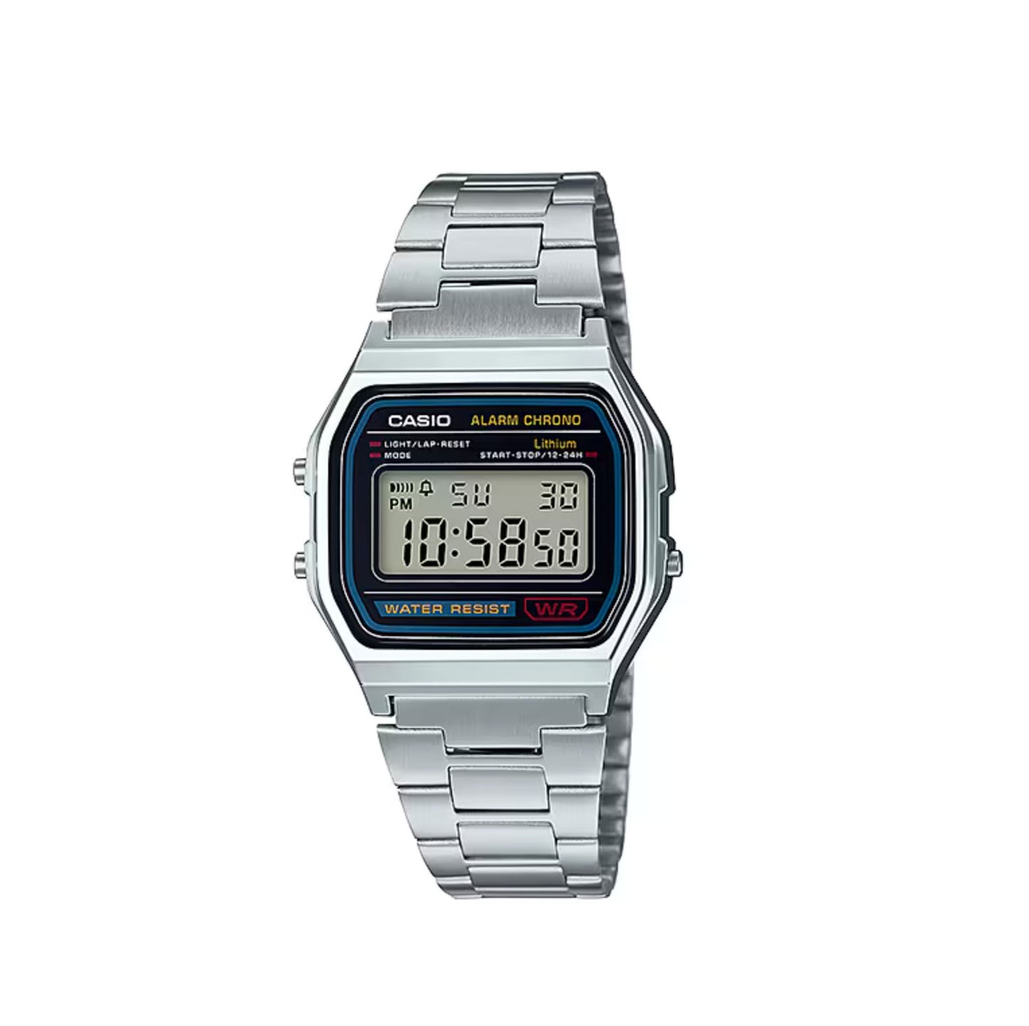 Casio Vintage Mens Digital in Steel & Black Watch