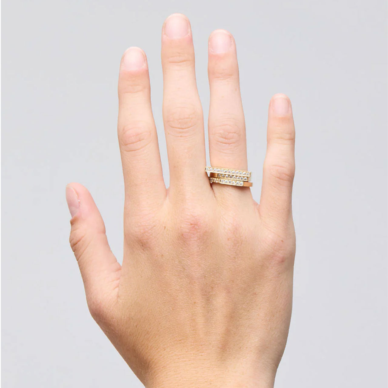 Sterling Silver Geo Ring Flat - Red Sapphire