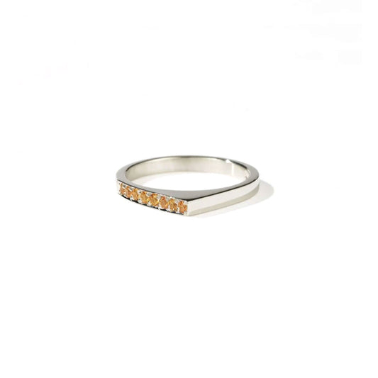 Sterling Silver Geo Ring Point - Orange Sapphire