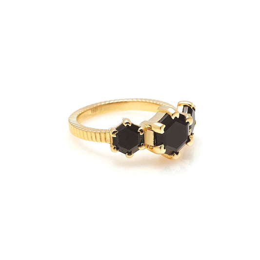 Trinity Ring Black Spinel + Gold
