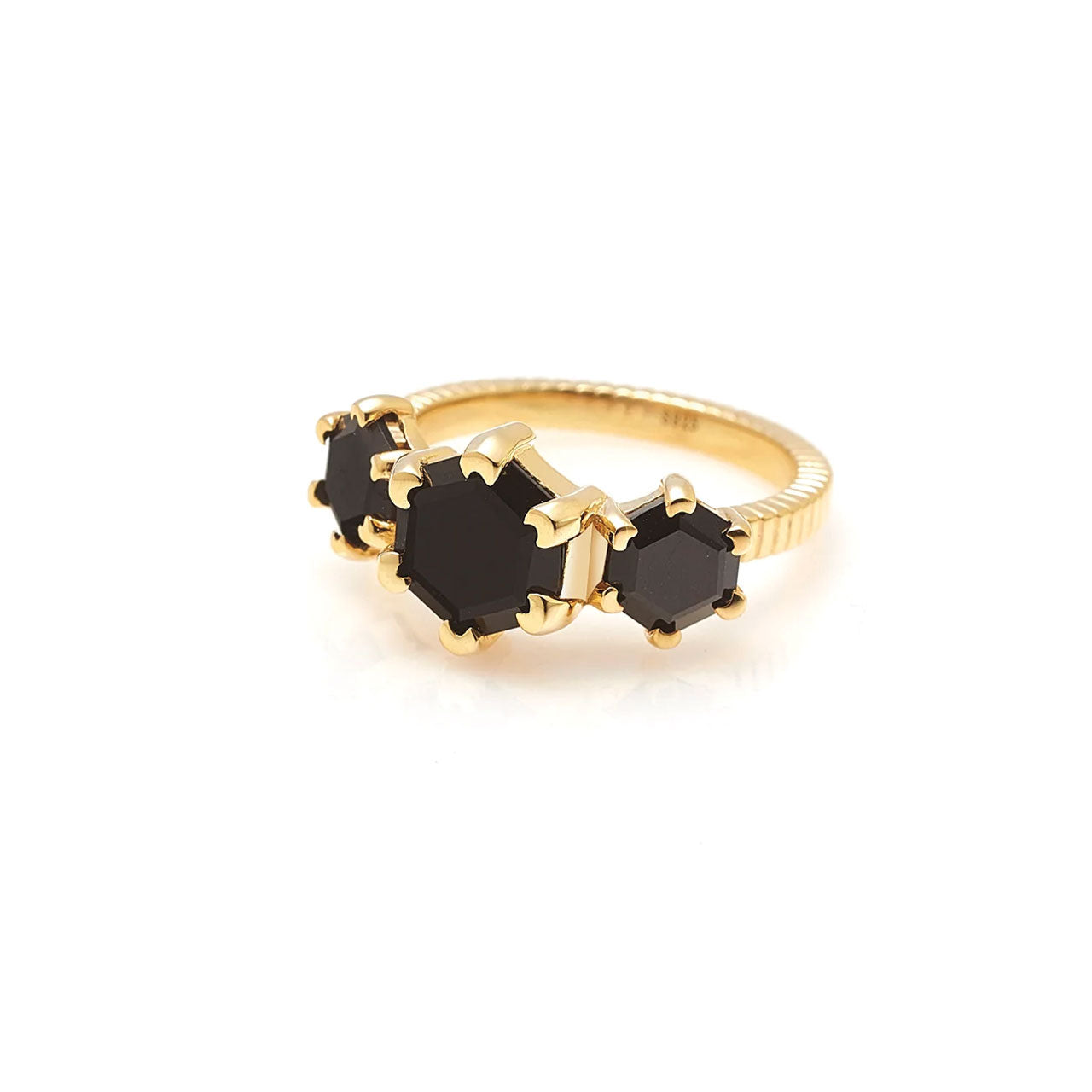 Trinity Ring Black Spinel + Gold