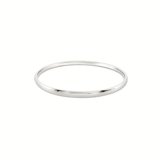 Sterling Silver 4mm Sharp Oval Golf 57mm Diameter Bangle