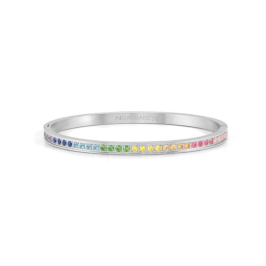 Pretty Bangles 029506/005 Silver With Rainbow CZ - Large - Jamies Jewellers