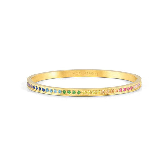 Pretty Bangles 029506/024 Gold With Rainbow CZ - Jamies Jewellers