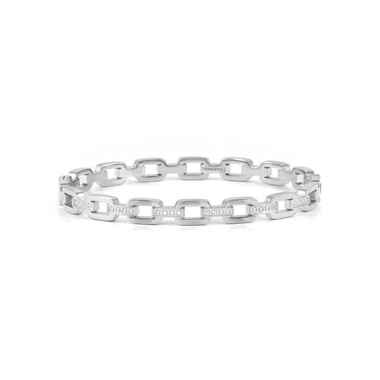 Pretty Bangles 029509/001 Silver Chain Style With White CZ - Jamies Jewellers
