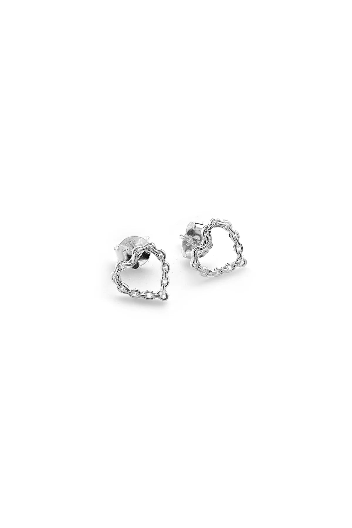 Chain Heart Stud Earrings