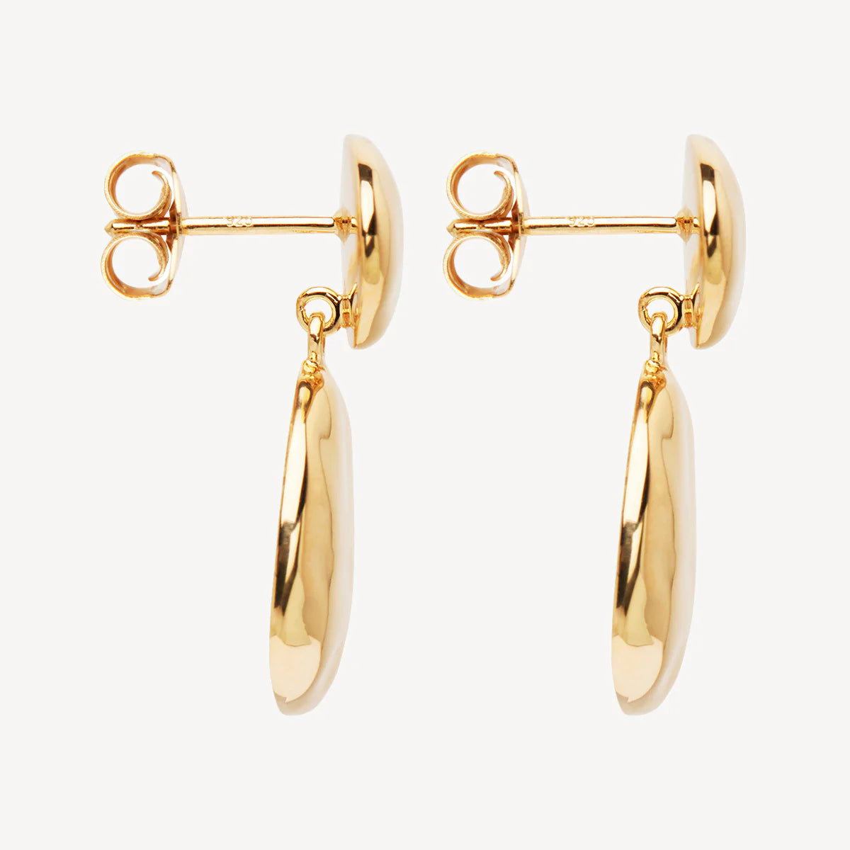 Double Pebblet Stud Earrings -  Gold Plated