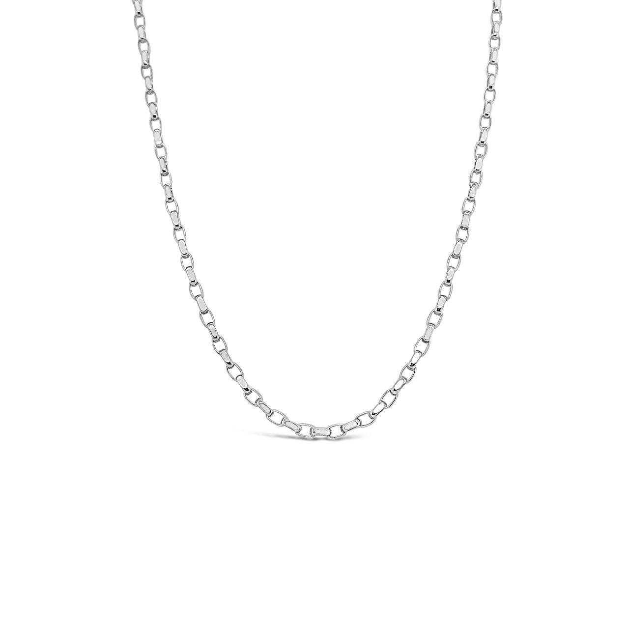 55cm Sterling Silver V359 Oval Belcher Diamond Cut Chain - Jamies Jewellers