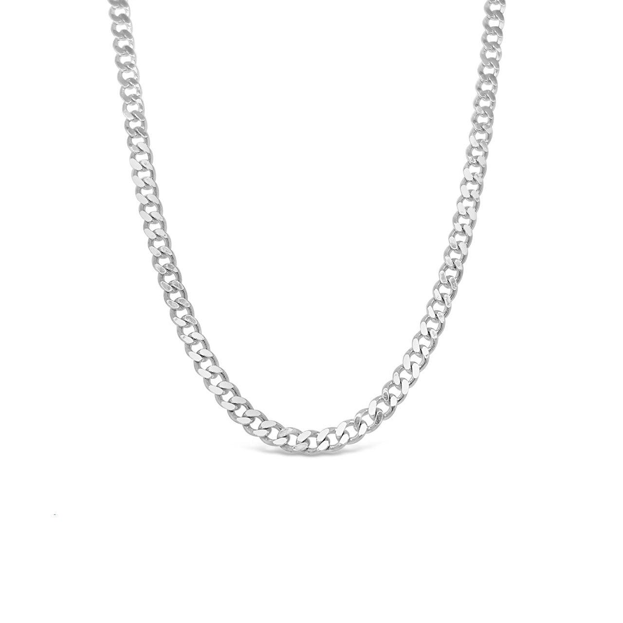 50cm Sterling Silver V640 Flat Bevelled Diamond Cut Curb Chain - Jamies Jewellers