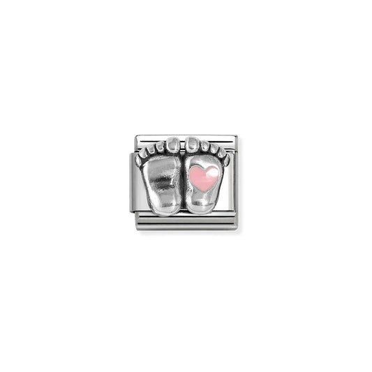 Composable Classic Link 330204/31 Baby Feet Pink Enamel In 925 Silver