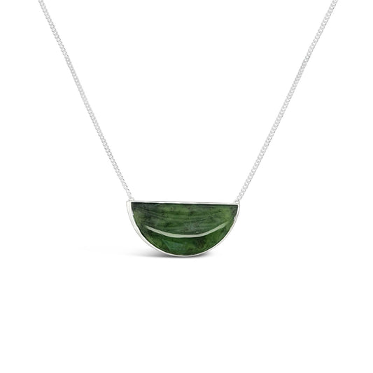 Sterling Silver & Pounamu Semi Circle Necklace