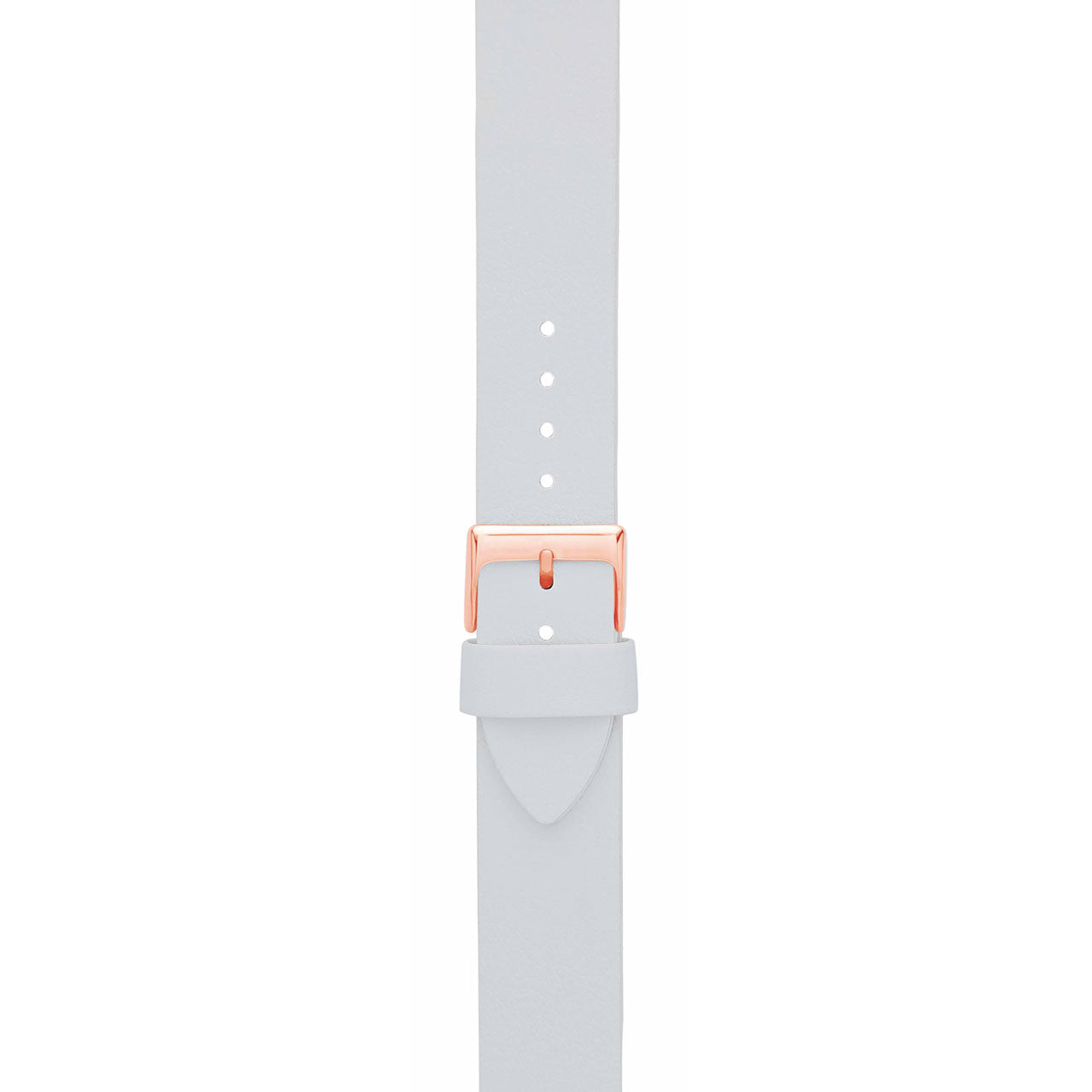 White 20mm Leather Watch Strap with Rose Gold Buckle
