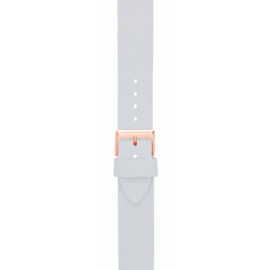 White 20mm Leather Watch Strap with Rose Gold Buckle
