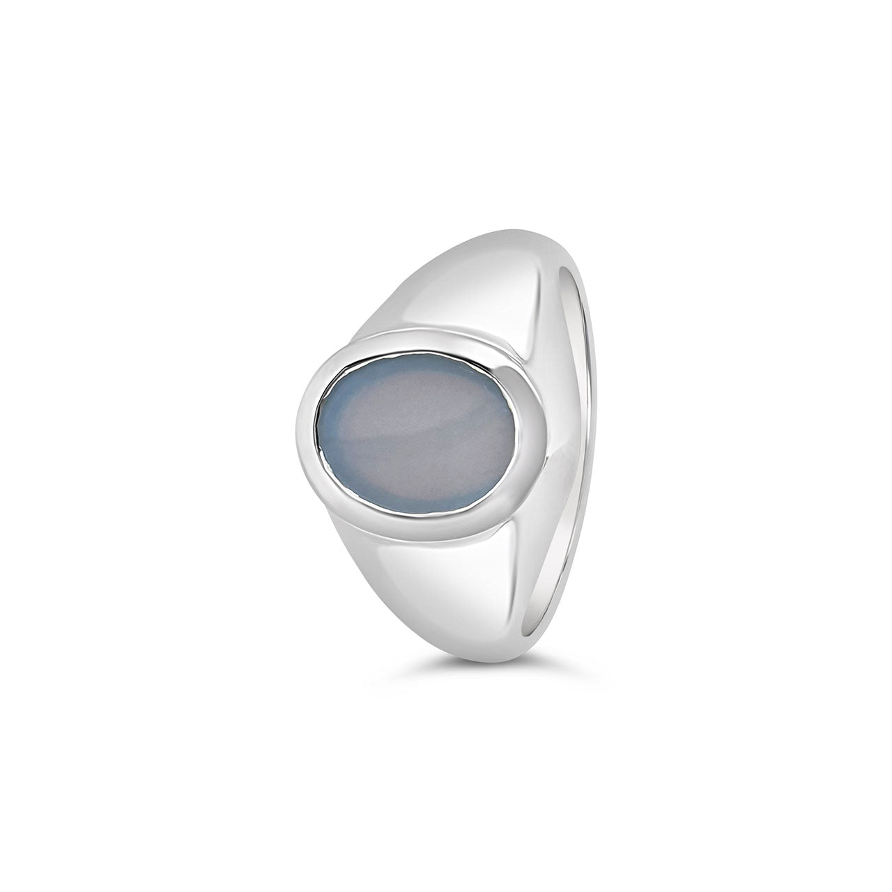 Sterling Silver Oval Blue Opal Dress Ring