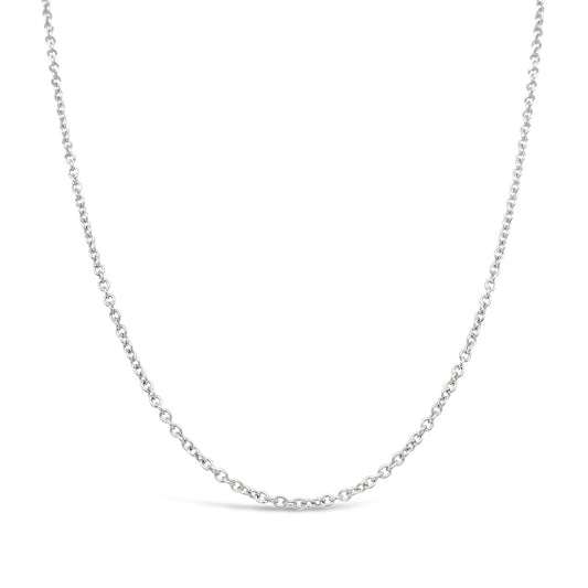 40cm Sterling Silver RCA40 Rhodium Plated Round Cable Chain