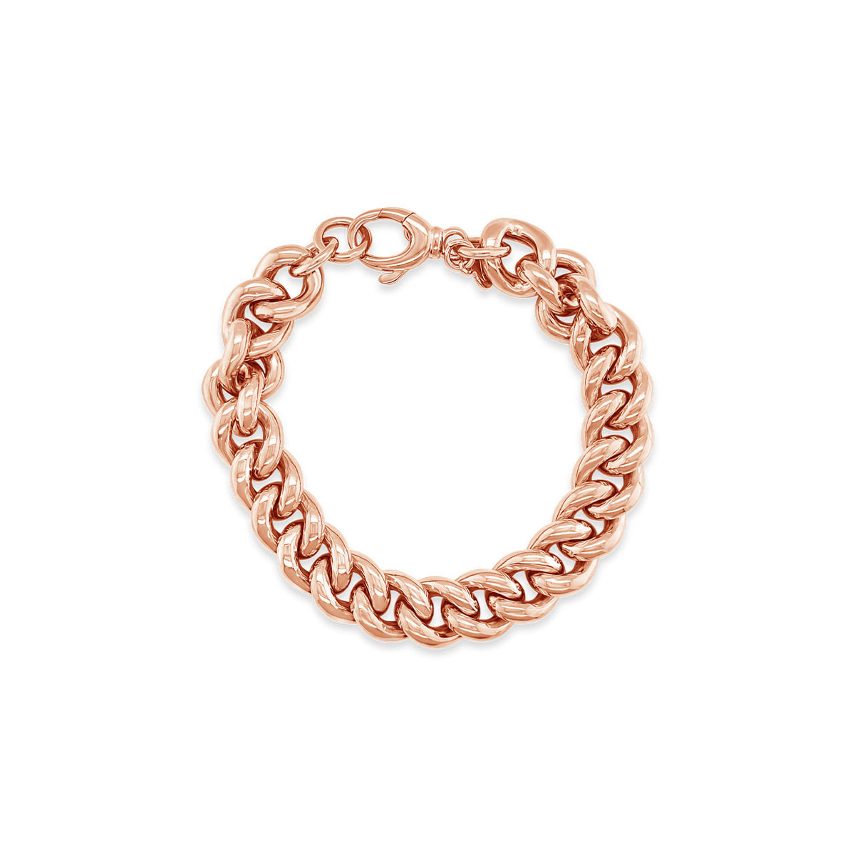 19cm Sterling Silver Rose Gold Plated Large Curb Link Bracelet