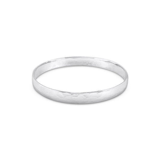 NZ Made 8mm Sterling Silver Flat Hammered Bangle