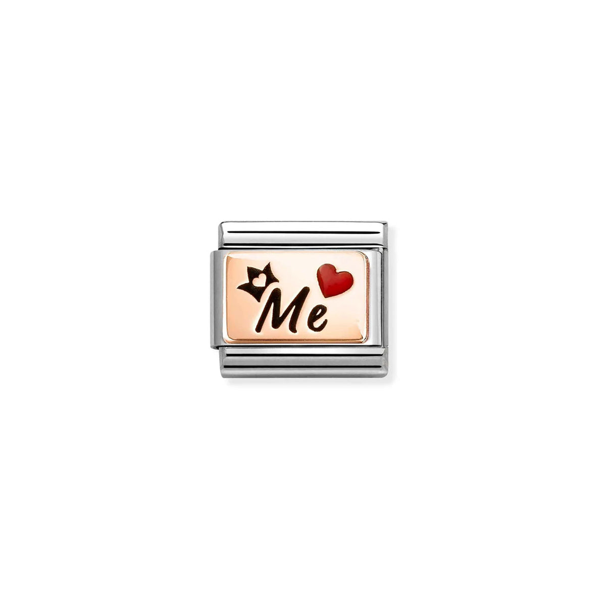 Composable Classic Link 430204/09 Me With Heart & Crown In 9K Rose Gold & Enamel