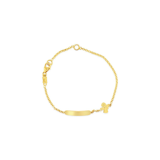 9k Yellow Gold Babies ID Bracelet with Angel