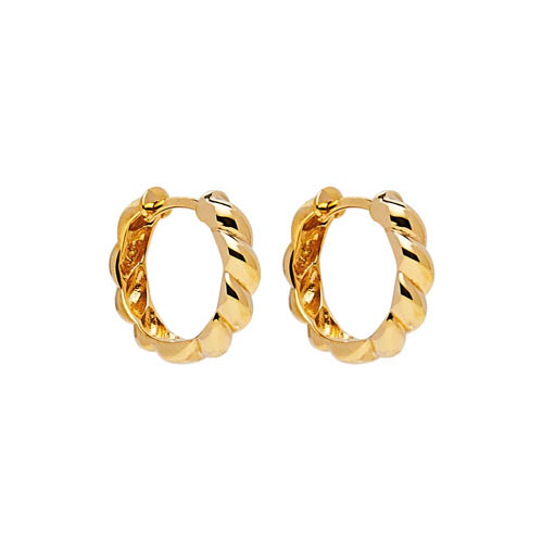 Zippy Twist Yellow Gold Huggie Earrings