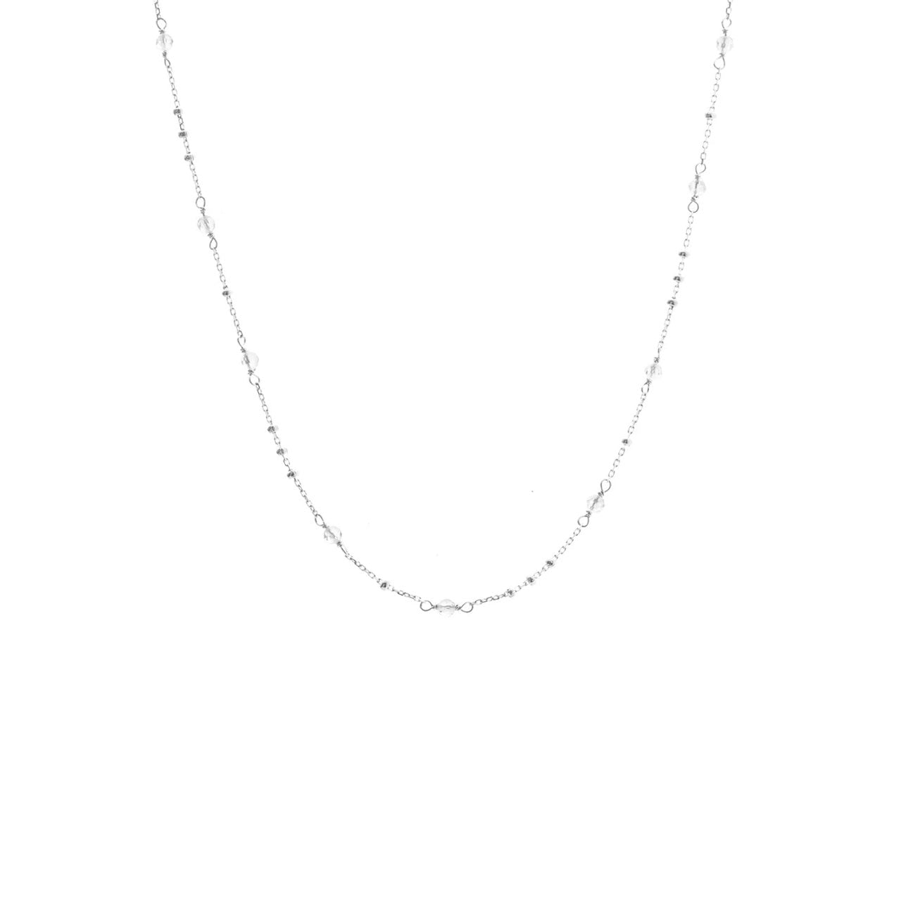 Dotty Necklace Crystal Quartz + Silver