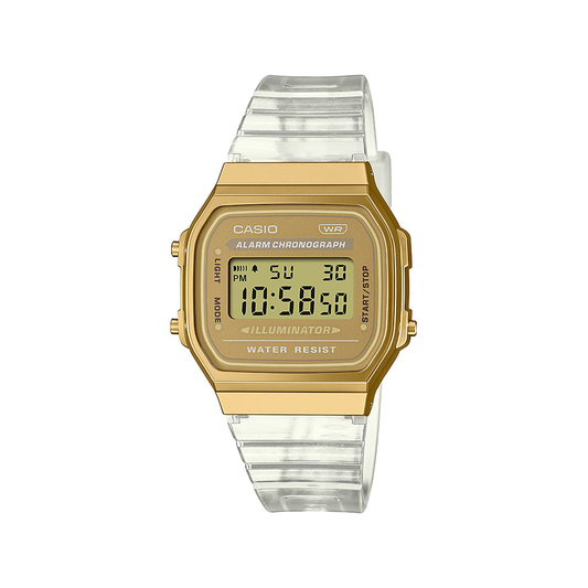 Vintage Gold & Transparent Digital Watch - A168XESG-9A