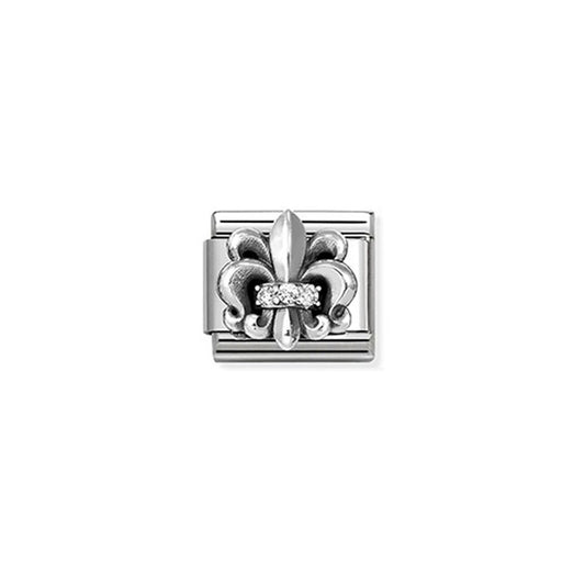 Composable Classic Link 330323/13 Fleur De Lis Lily In 925 Silver & CZ