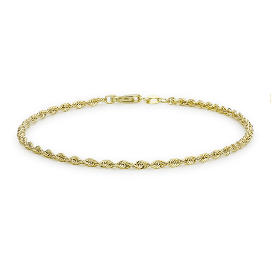 9k Yellow Gold Hollow Twist 18cm Bracelet