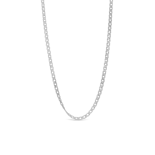 45cm Sterling Silver Diamond Cut Double Long Curb Chain